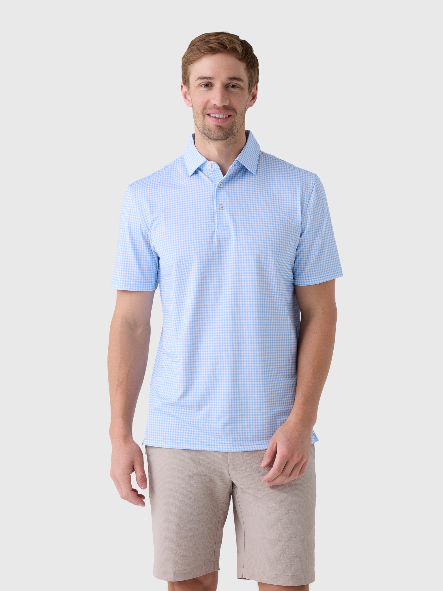 Southern Tide Men's Driver Island View Gingham Printed Polo - Saint Bernard