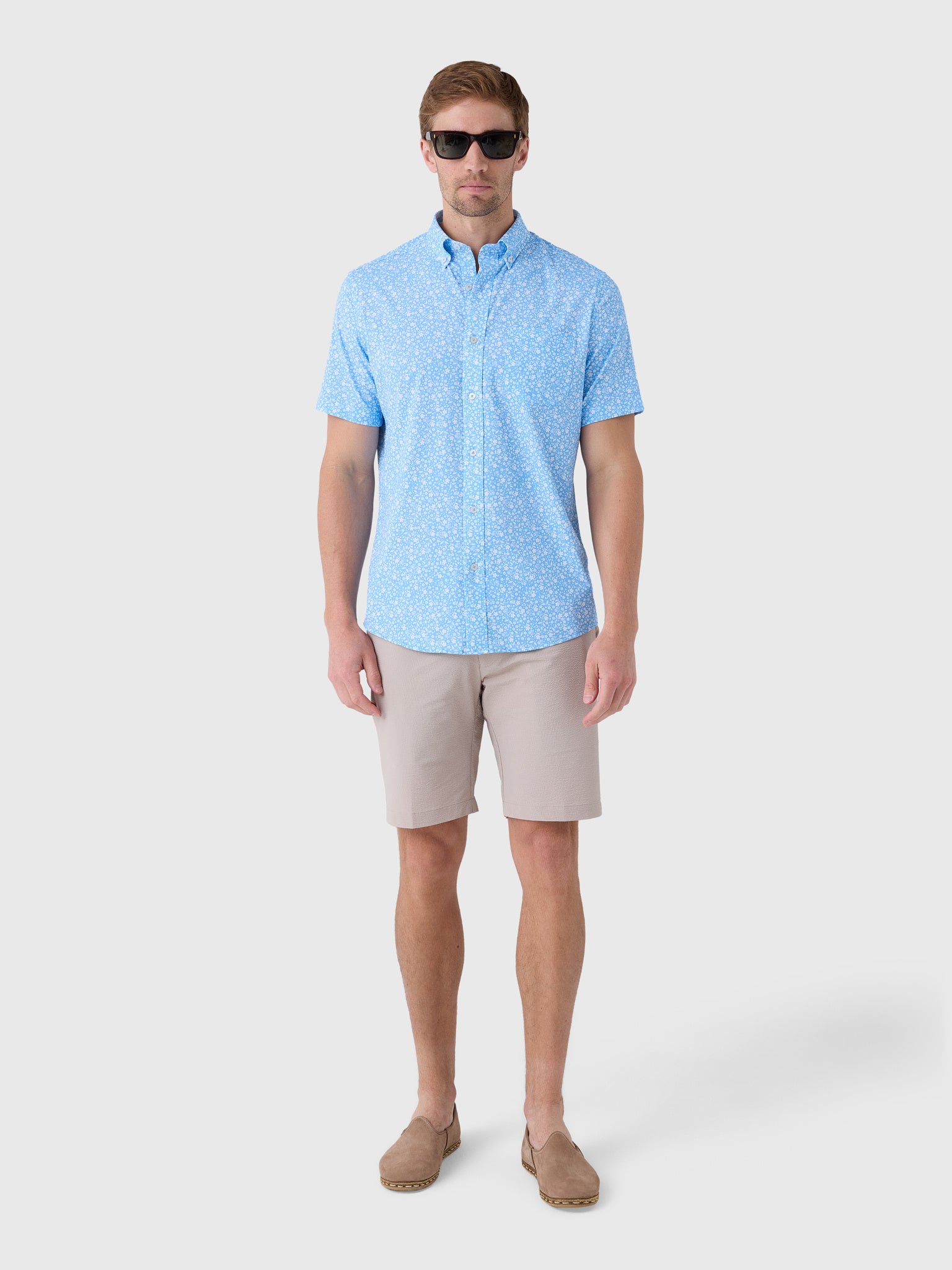 Southern Tide Men's Garden Blooms Coastal Breeze® Short Sleeve Sport Shirt - Saint Bernard