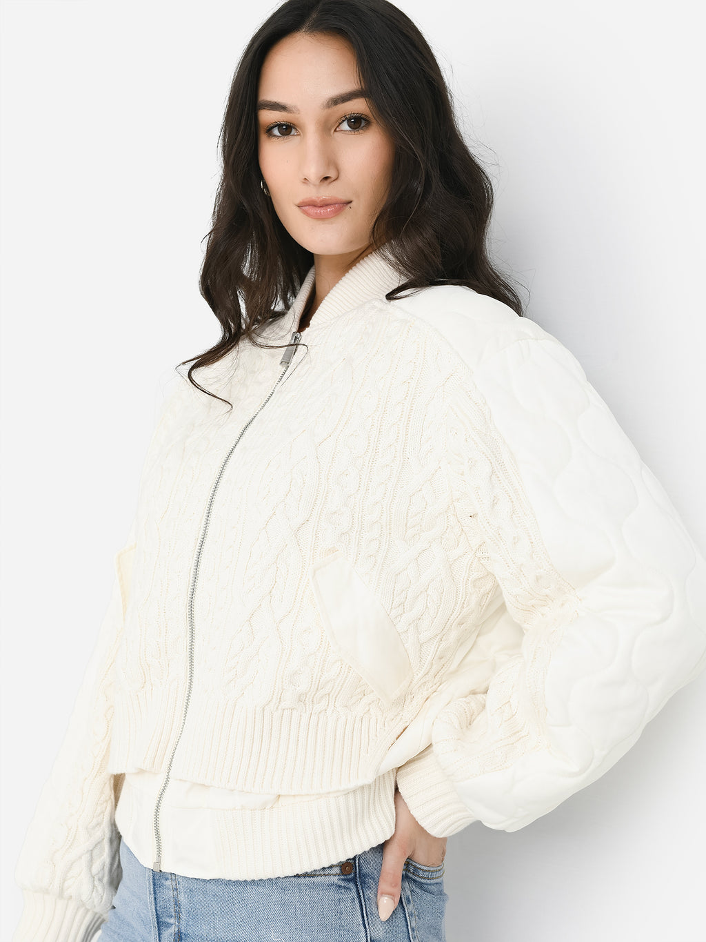Simkhai Women's Rollins Combo Bomber Jacket - Saint Bernard