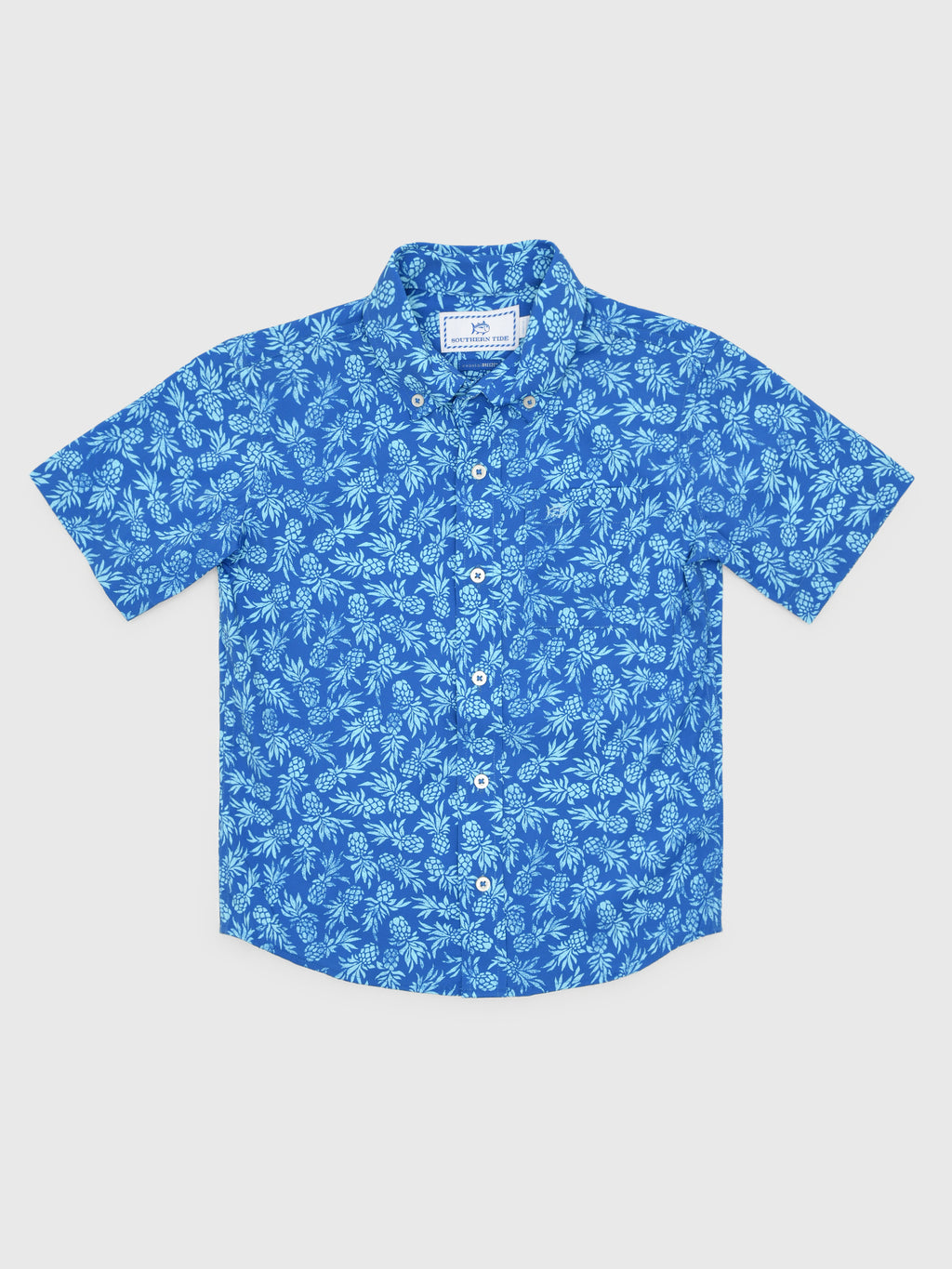 Southern Tide Boys' Pineapple Parade Coastal Breeze Short Sleeve Sport Shirt - Saint Bernard