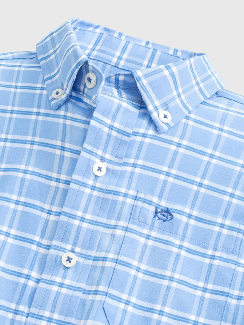 Southern Tide Boys' South Beach Plaid Coastal Breeze® Sport Shirt - Saint Bernard