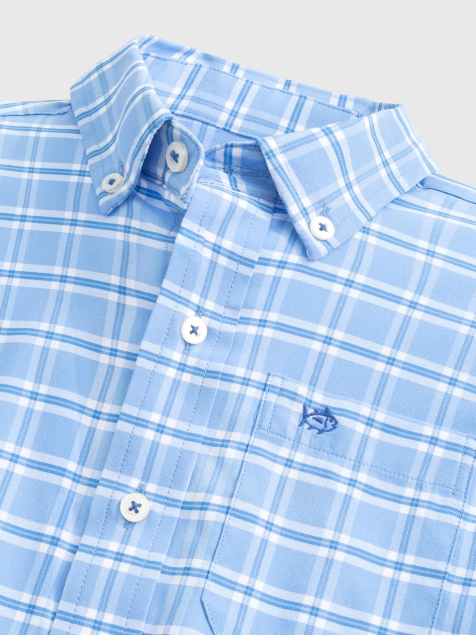 Southern Tide Boys' South Beach Plaid Coastal Breeze® Sport Shirt - Saint Bernard