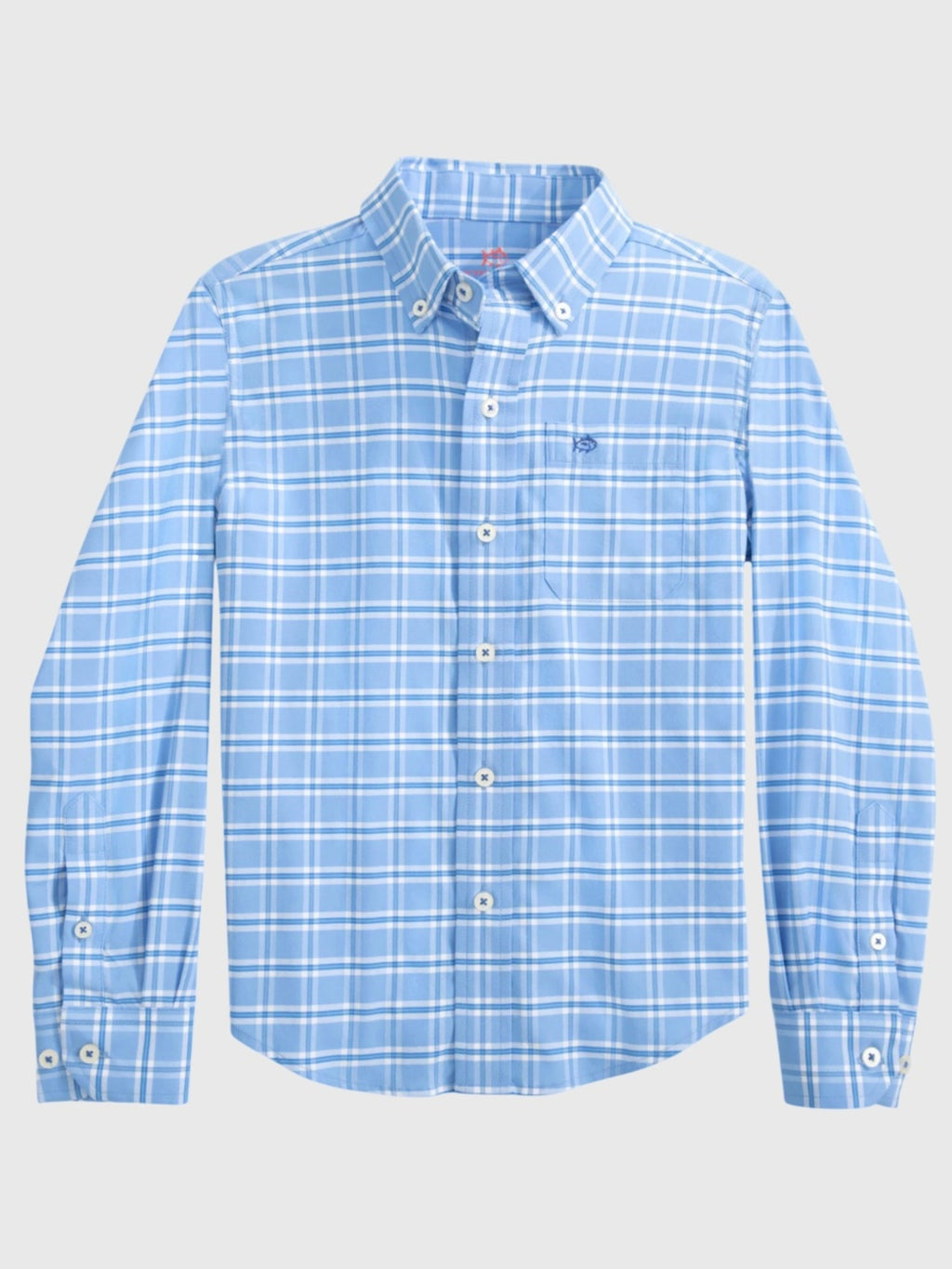 Southern Tide Boys' South Beach Plaid Coastal Breeze® Sport Shirt - Saint Bernard