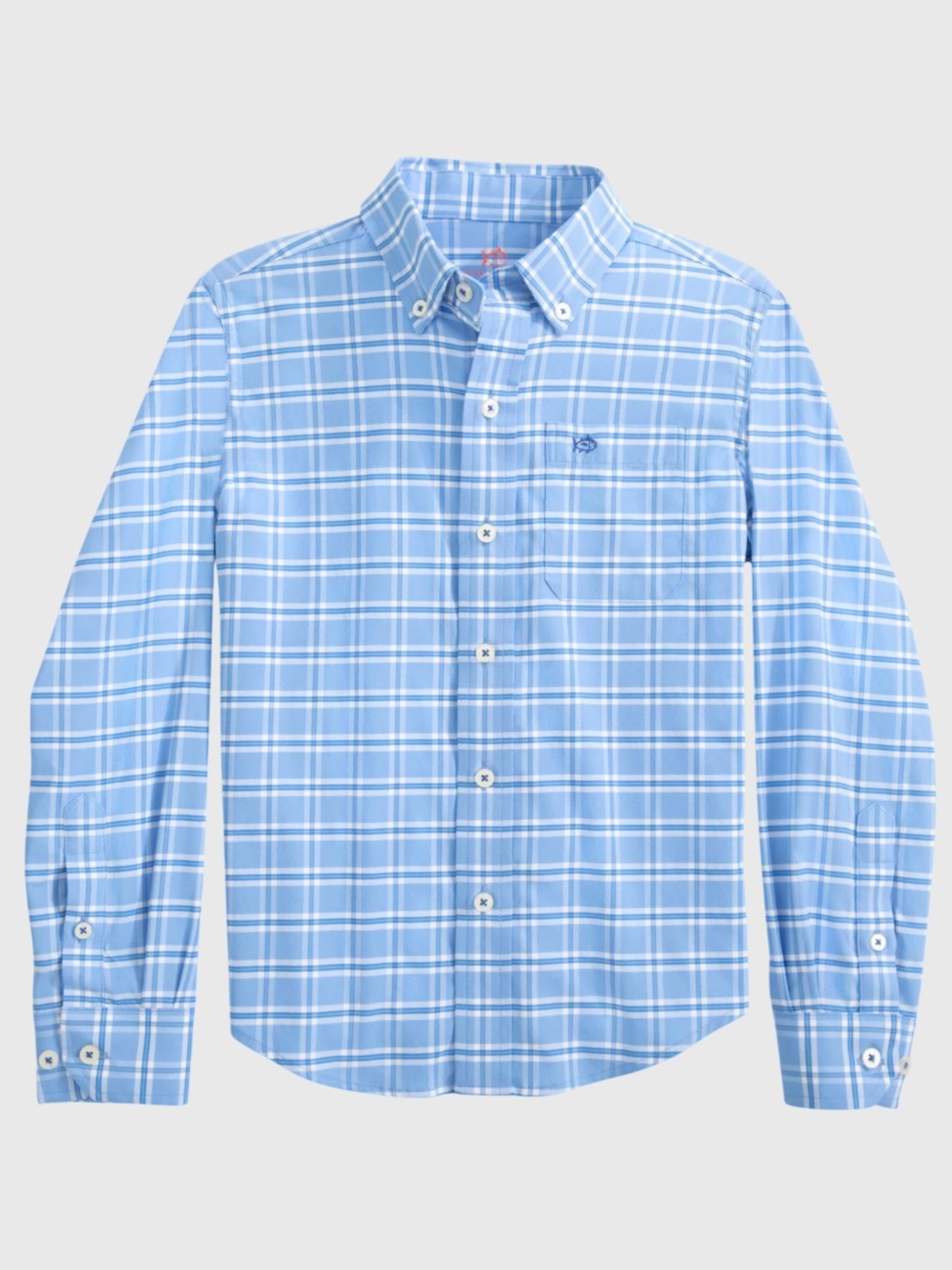Southern Tide Boys' South Beach Plaid Coastal Breeze® Sport Shirt - Saint Bernard