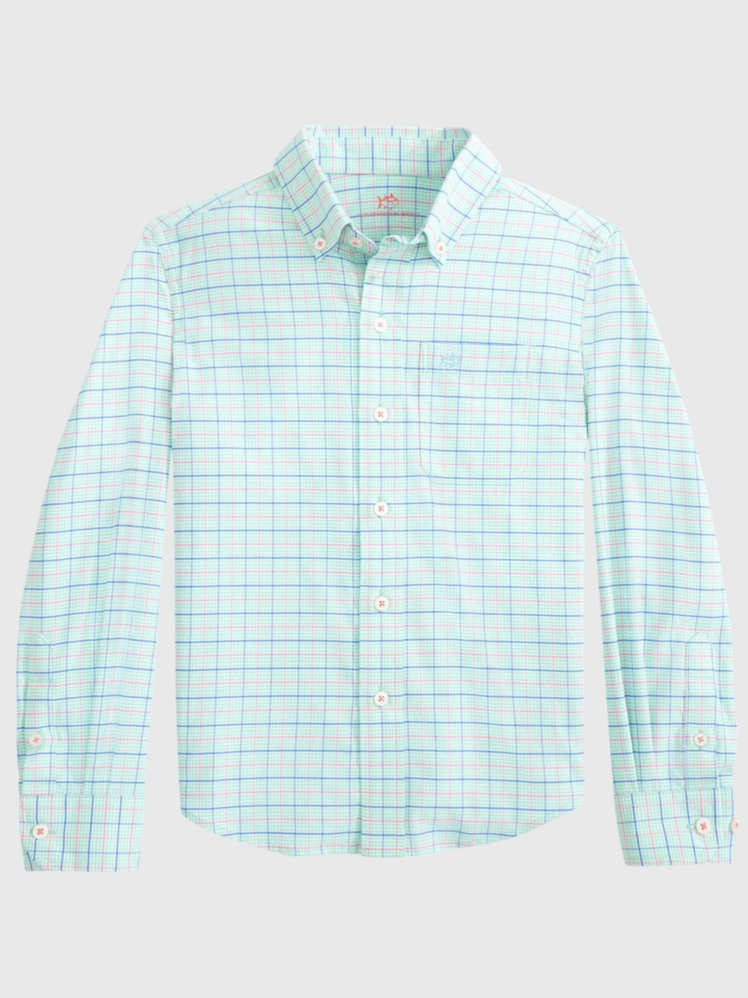 Southern Tide Boys' Edisto Island Plaid Coastal Breeze® Sport Shirt - Saint Bernard