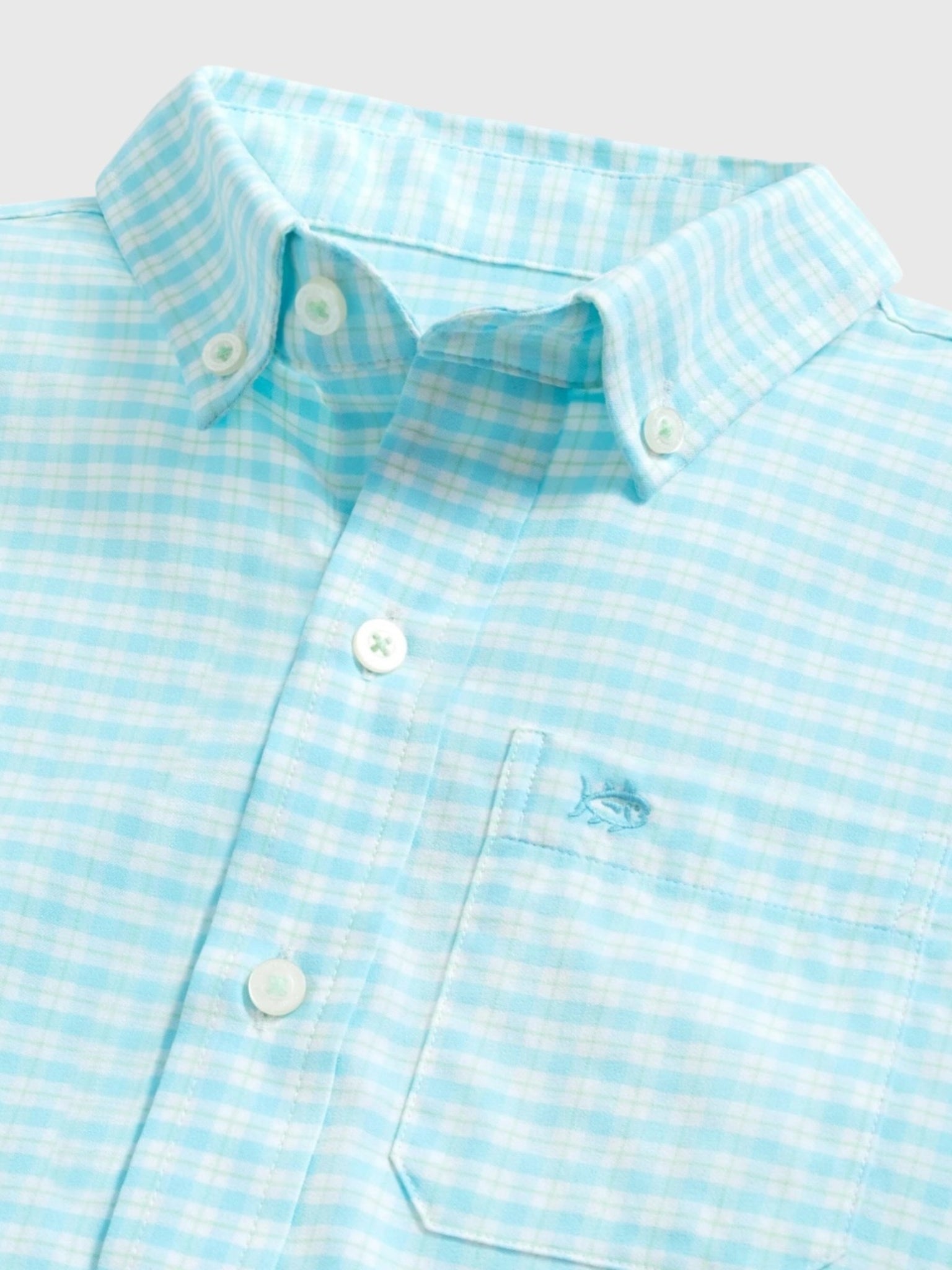 Southern Tide Boys' Precheck Plaid Coastal Breeze® Sport Shirt - Saint Bernard