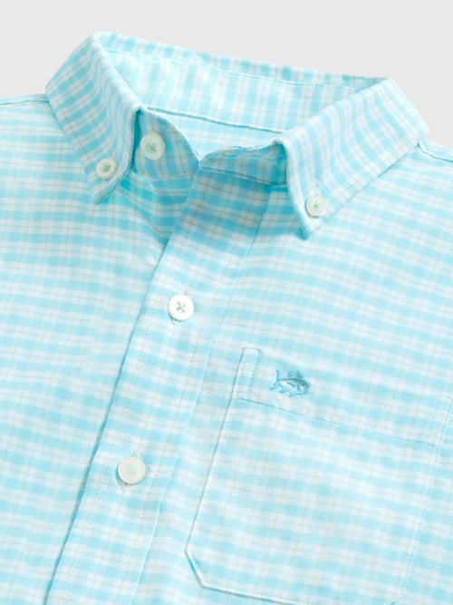 Southern Tide Boys' Precheck Plaid Coastal Breeze® Sport Shirt