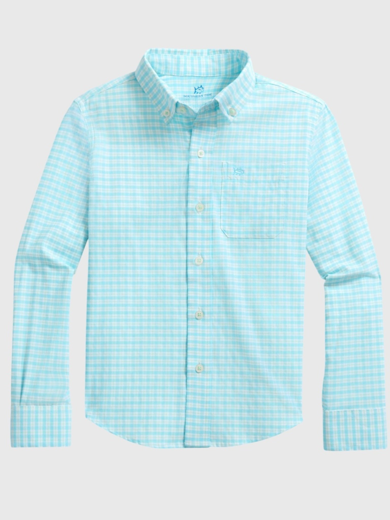 Southern Tide Boys' Precheck Plaid Coastal Breeze® Sport Shirt - Saint Bernard