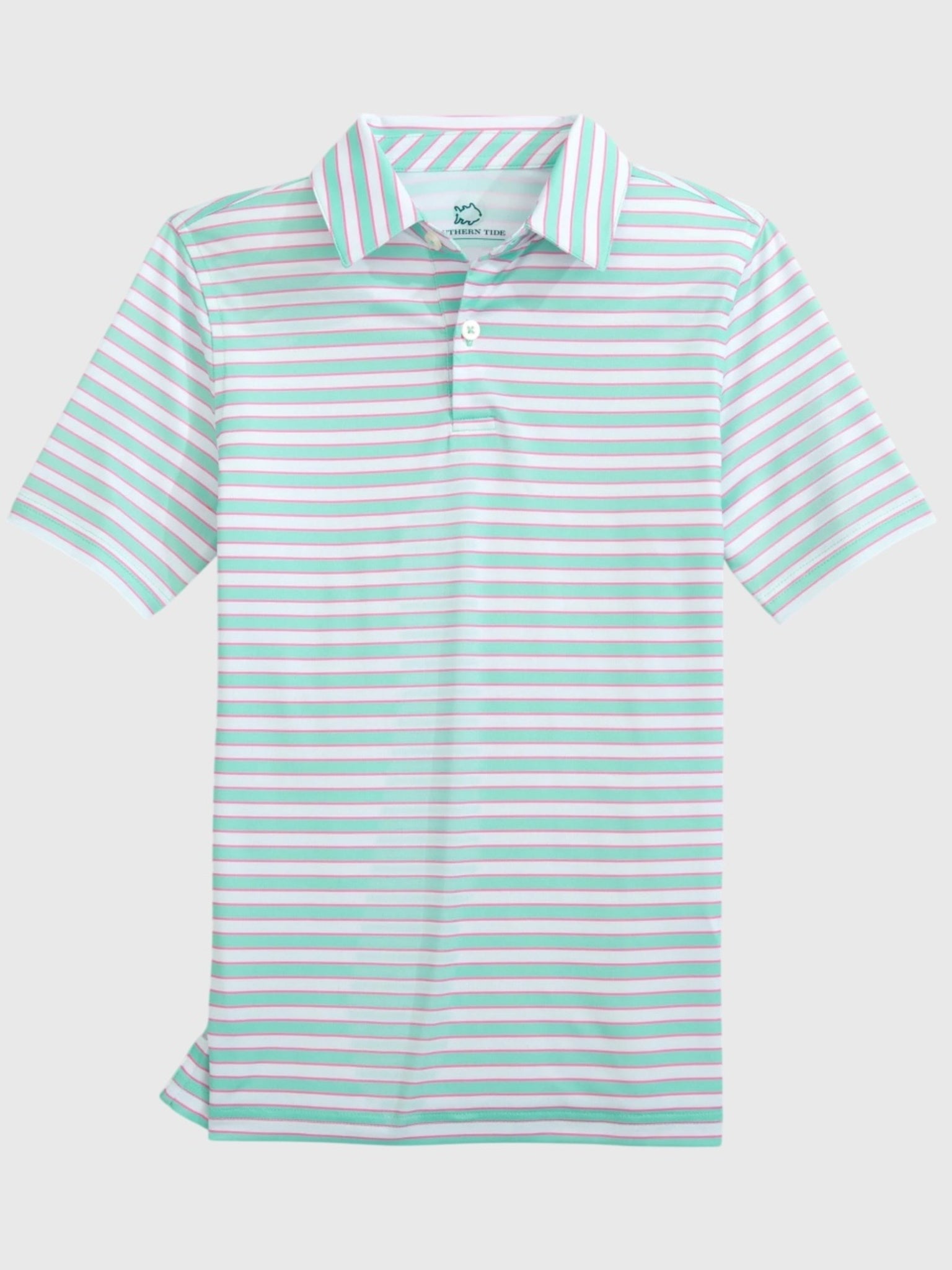 Southern Tide Boys' Driver Waterway Stripe Performance Polo - Saint Bernard