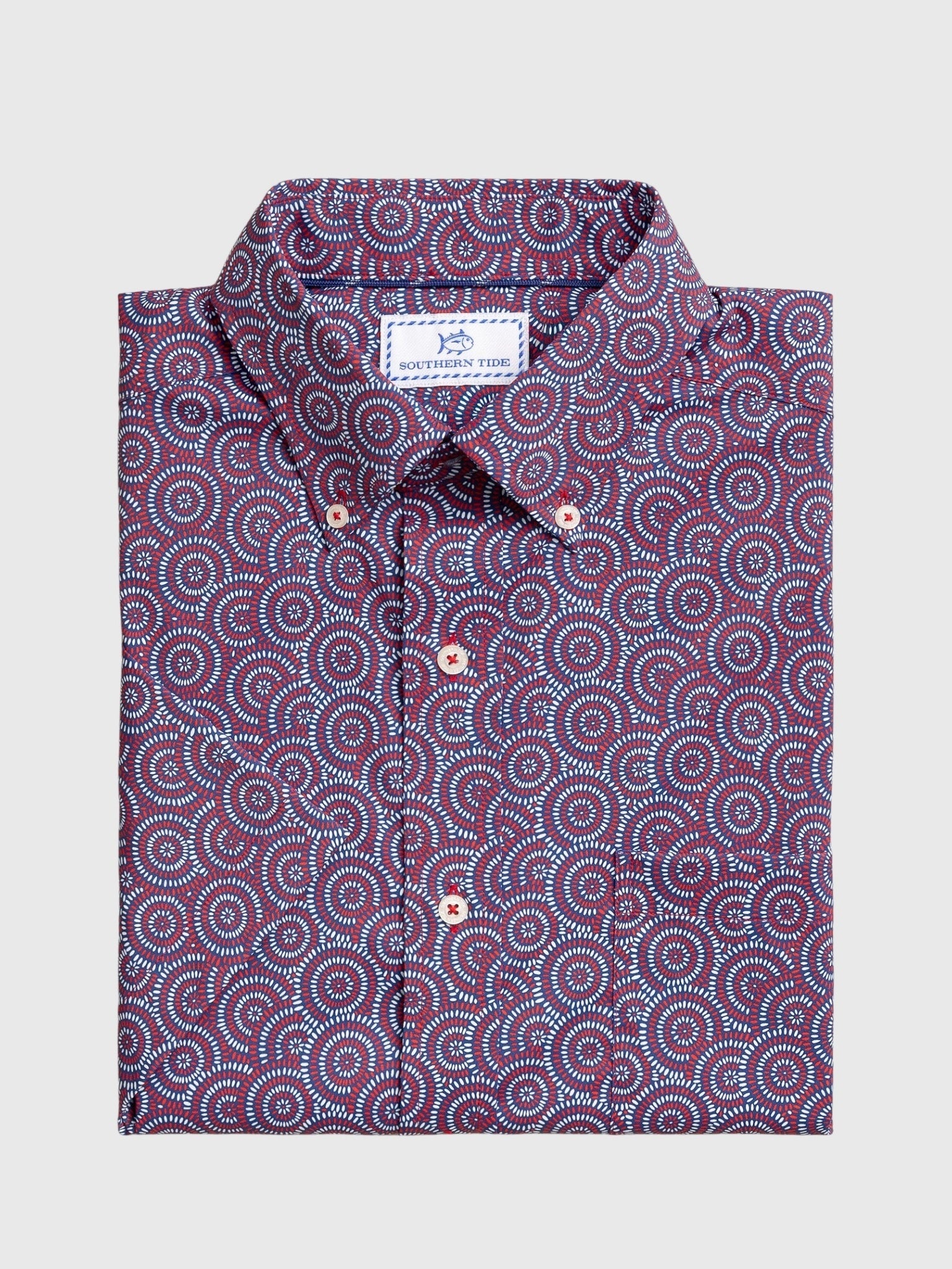 Southern Tide Men's Fireworks Coastal Breeze Short Sleeve Sport Shirt - Saint Bernard