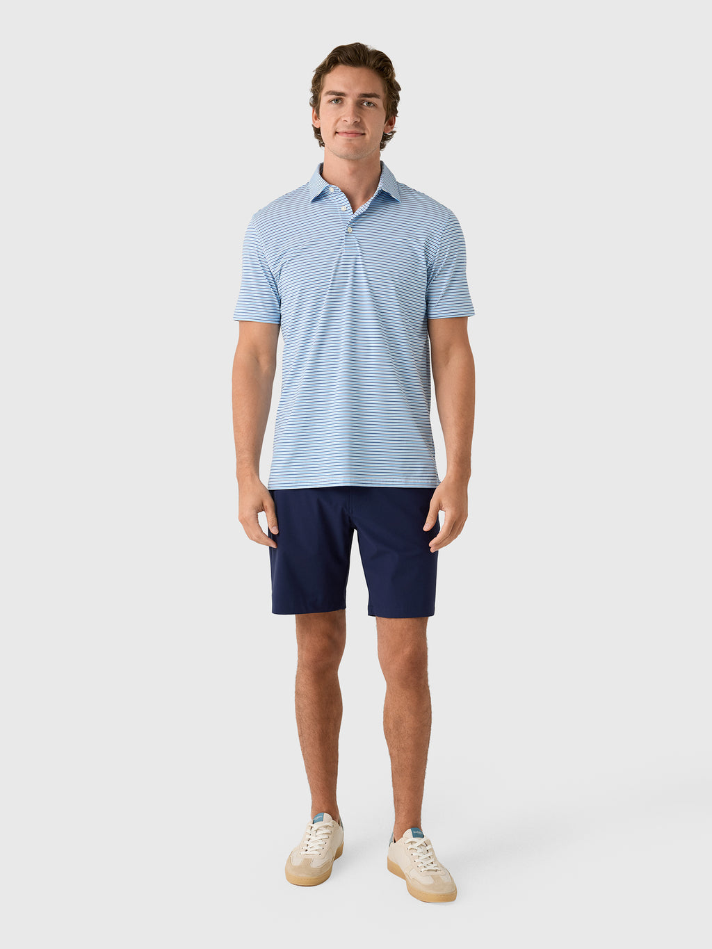 Southern Tide Men's Pelican Landing Stripe Coastal Breeze Performance Polo - Saint Bernard