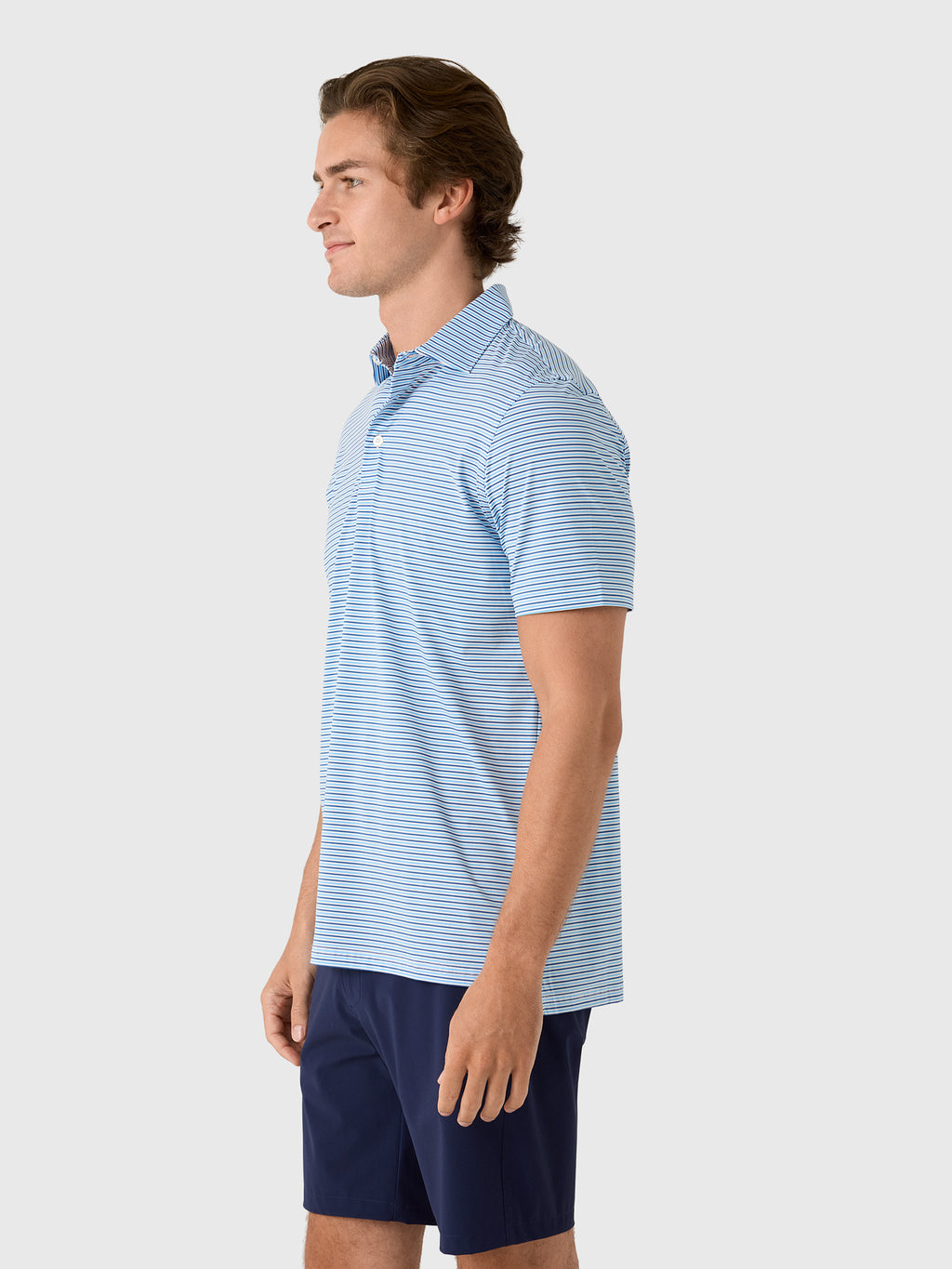 Southern Tide Men's Pelican Landing Stripe Coastal Breeze Performance Polo - Saint Bernard
