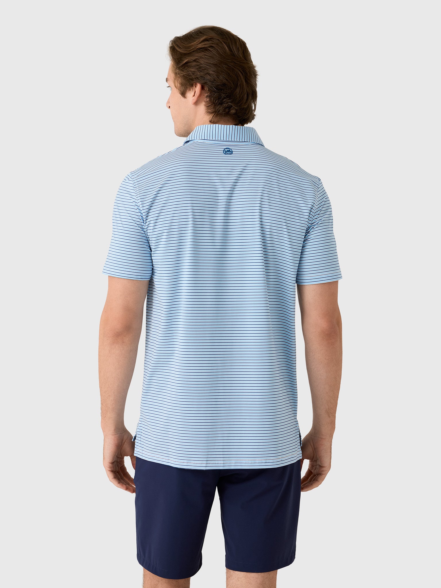 Southern Tide Men's Pelican Landing Stripe Coastal Breeze Performance Polo - Saint Bernard