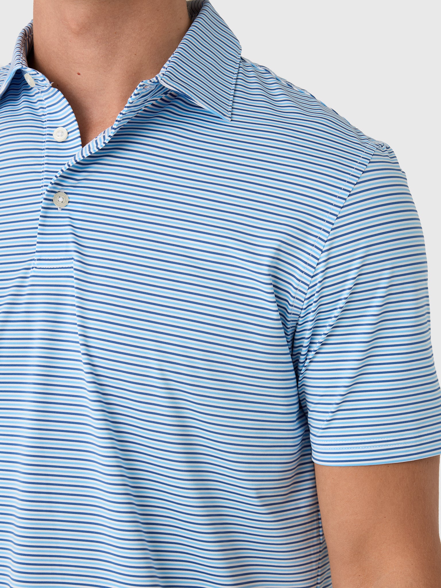 Southern Tide Men's Pelican Landing Stripe Coastal Breeze Performance Polo - Saint Bernard