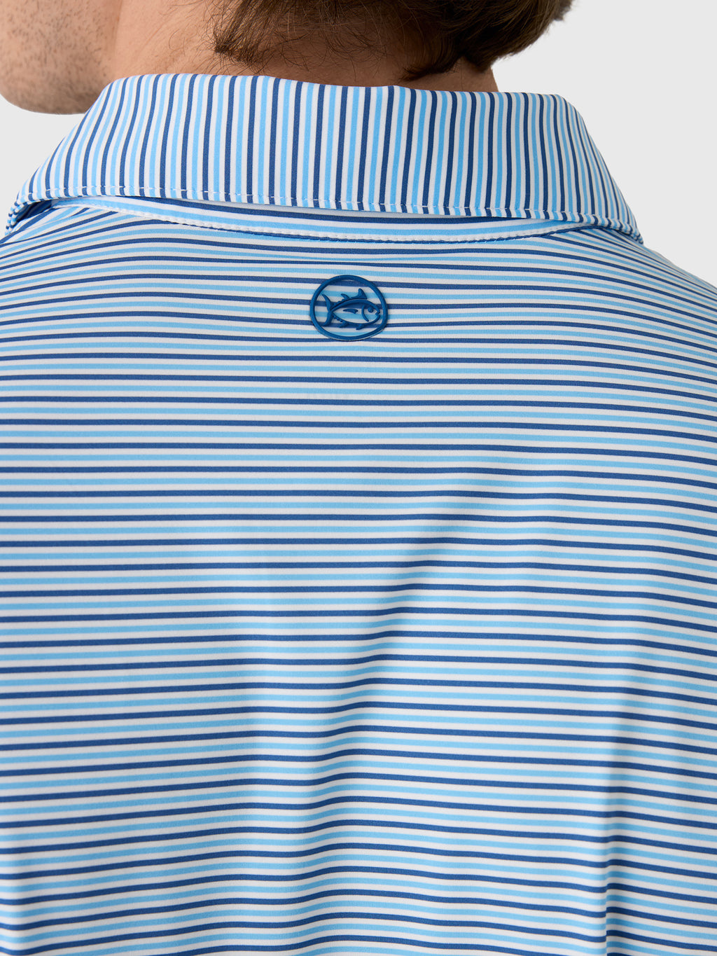 Southern Tide Men's Pelican Landing Stripe Coastal Breeze Performance Polo - Saint Bernard