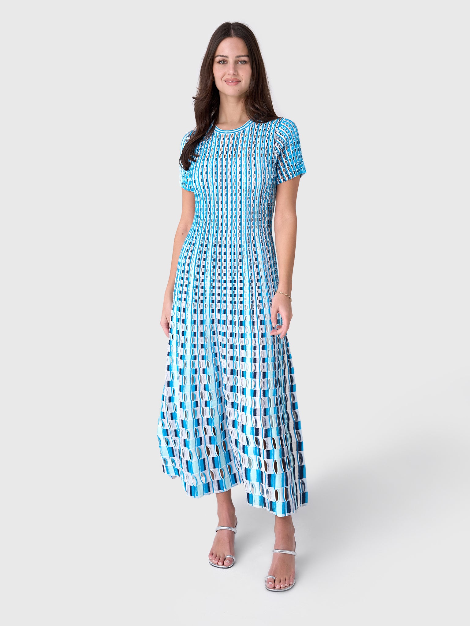 Simkhai Women's Zaida Eyelet Knit Midi Dress - L / Azure Multi
