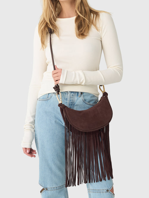 Simkhai Avery Fringe Suede Crossbody Bag