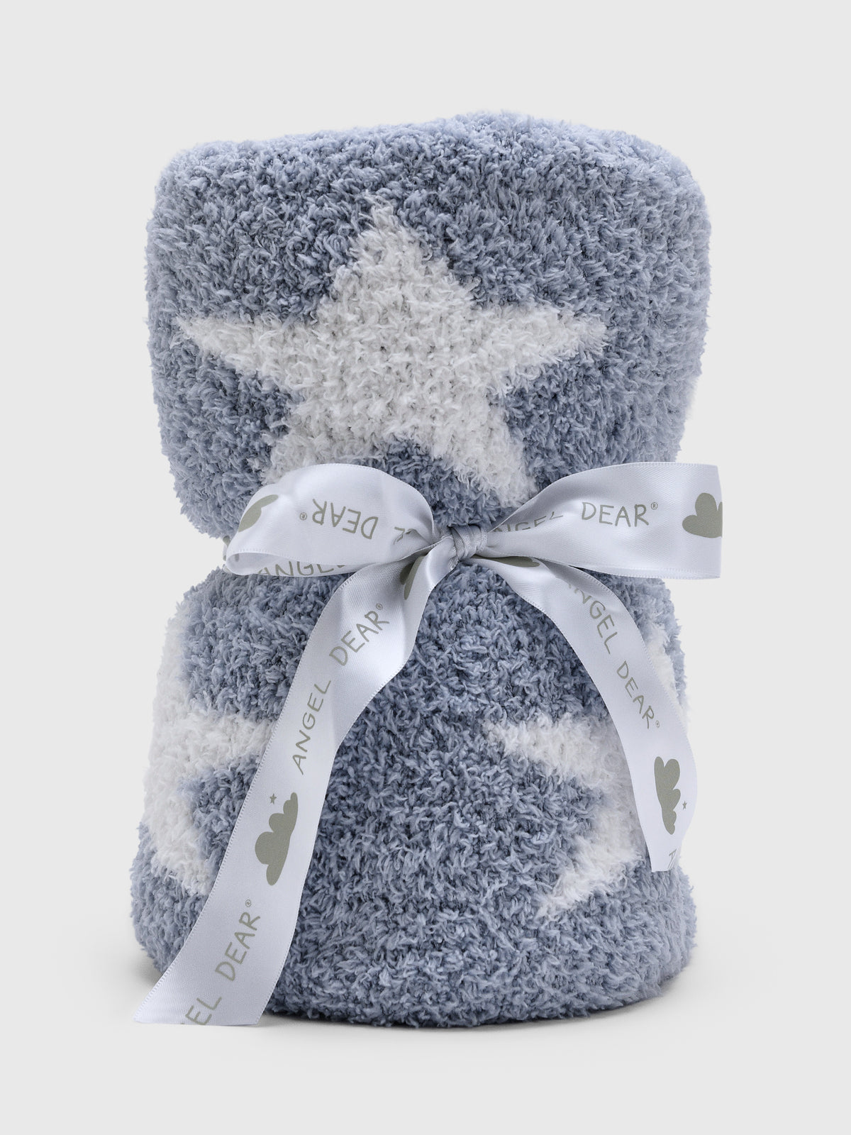 Angel Dear Baby Dusty Blue Star Chenille Blanket - Saint Bernard