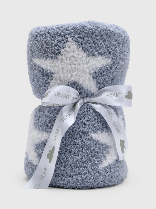Angel Dear Baby Dusty Blue Star Chenille Blanket