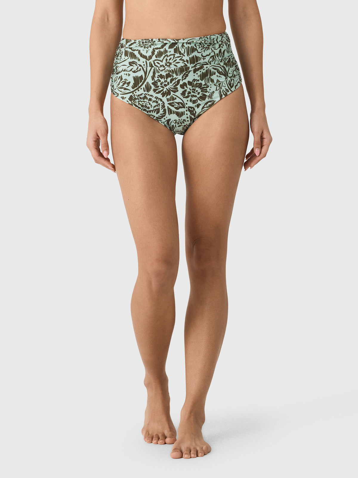 Simkhai Women's Teya High Waisted Ruched Bikini Bottom - Saint Bernard