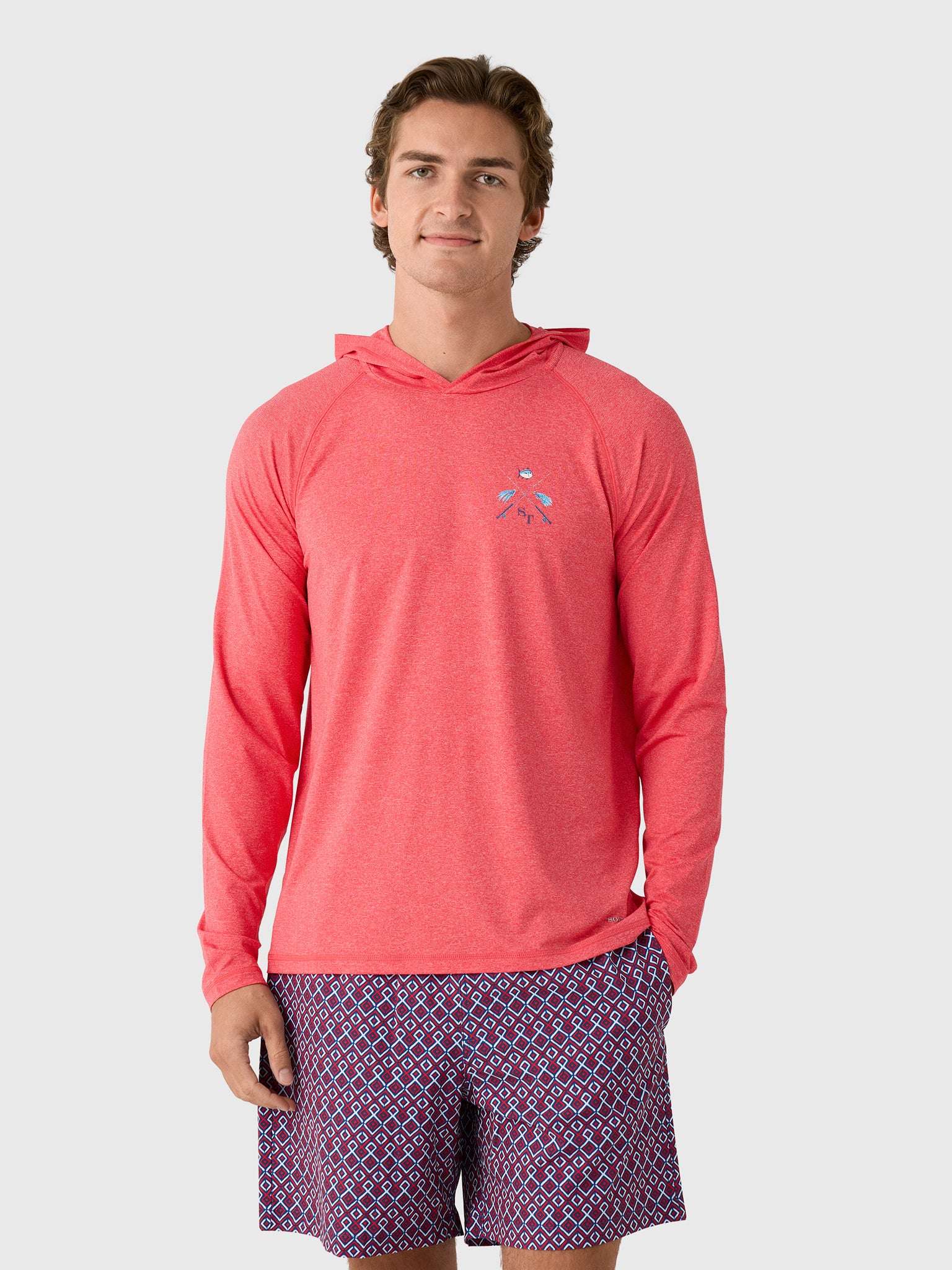 Southern Tide Men's Crossed Lines Coastal Breeze Performance Hoodie - Saint Bernard