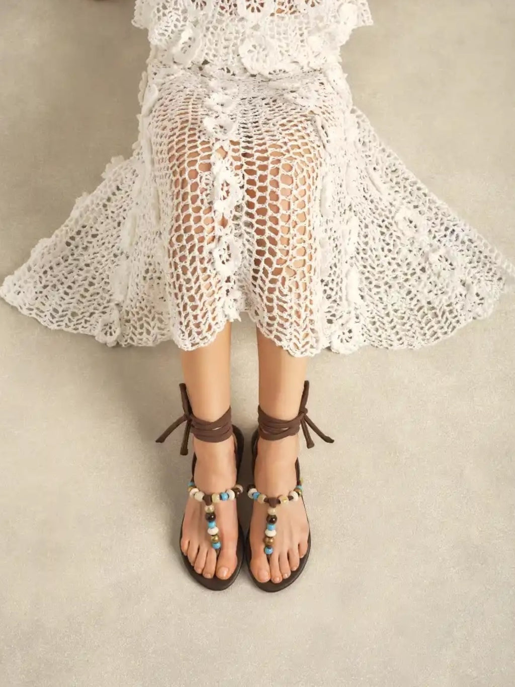 Ancient Greek Sandals Women's Katia Beads Sandal - Saint Bernard