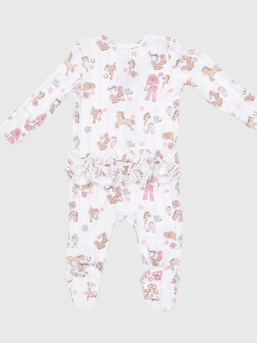 Angel Dear Baby Girls' 2-Way Zipper Ruffle Footie
