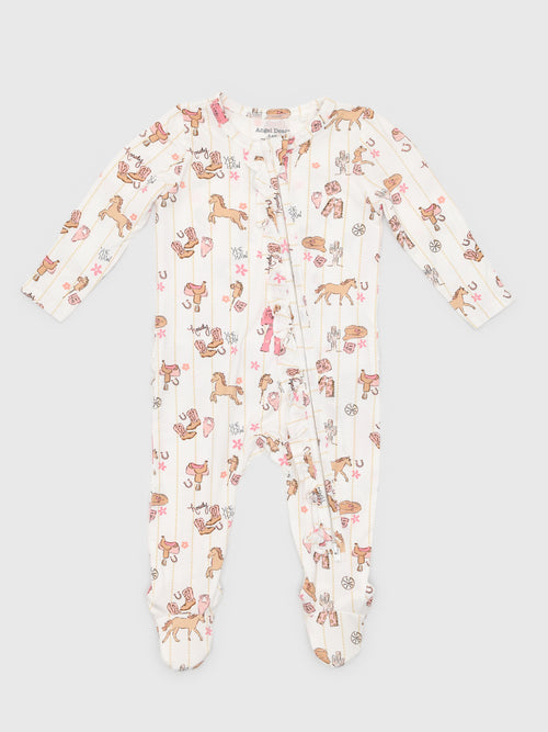 Angel Dear Baby Girls' 2-Way Zipper Ruffle Footie