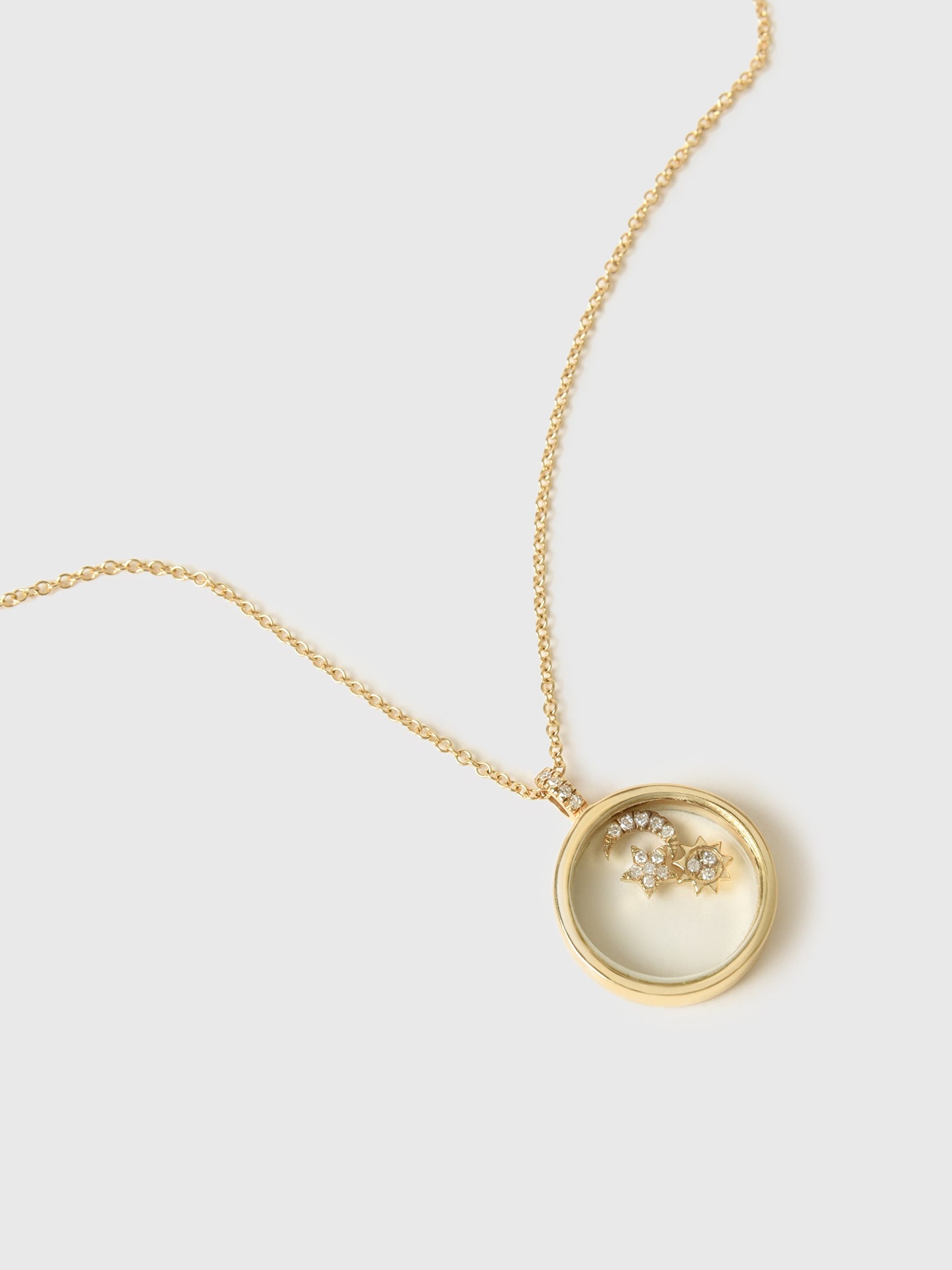 Francie B. Diamond Star + Moon Shaker Necklace - Saint Bernard