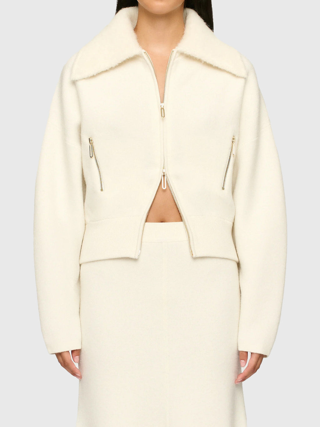 CLEA Women's Dakota Boiled Wool Bomber Jacket - Saint Bernard