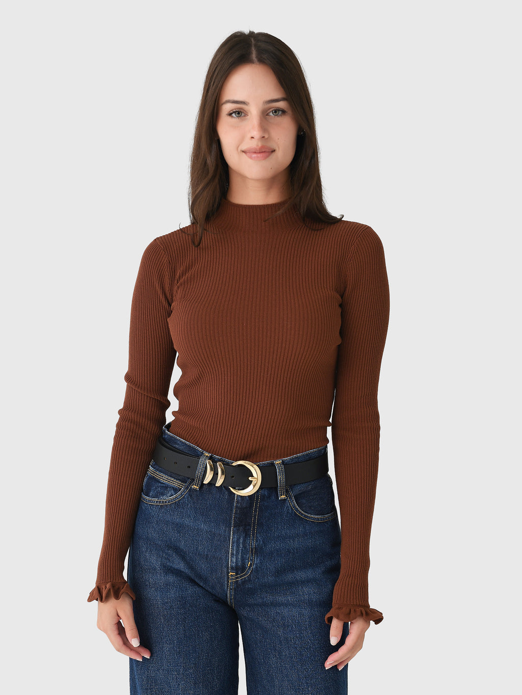 CLEA Women's Alina Ruffle Hem Knit Top - Saint Bernard