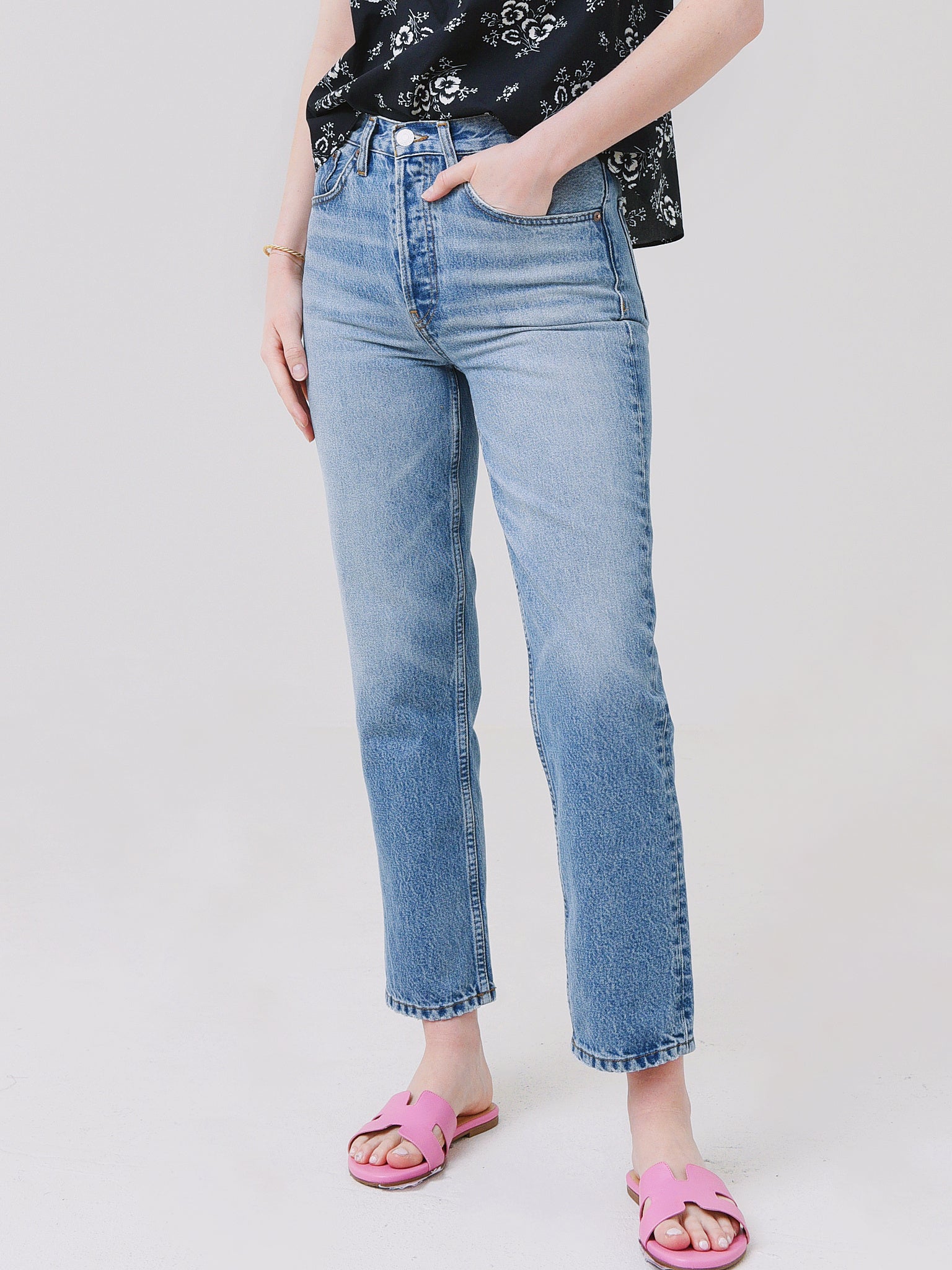 Re/Done Women's 90s High Rise Ankle Crop - Saint Bernard