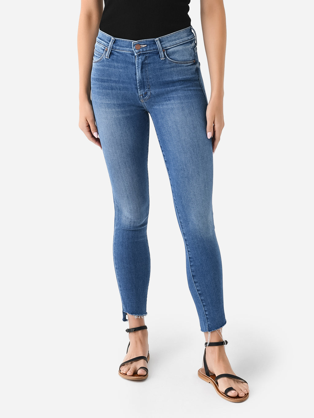 Mother Women's The Stunner Zip Ankle Step Fray Jean - Saint Bernard
