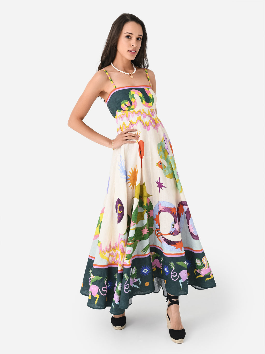 alémais seeker printed linen midi dress Alemais Women's Seeker Printed Sundress – Saint Bernard