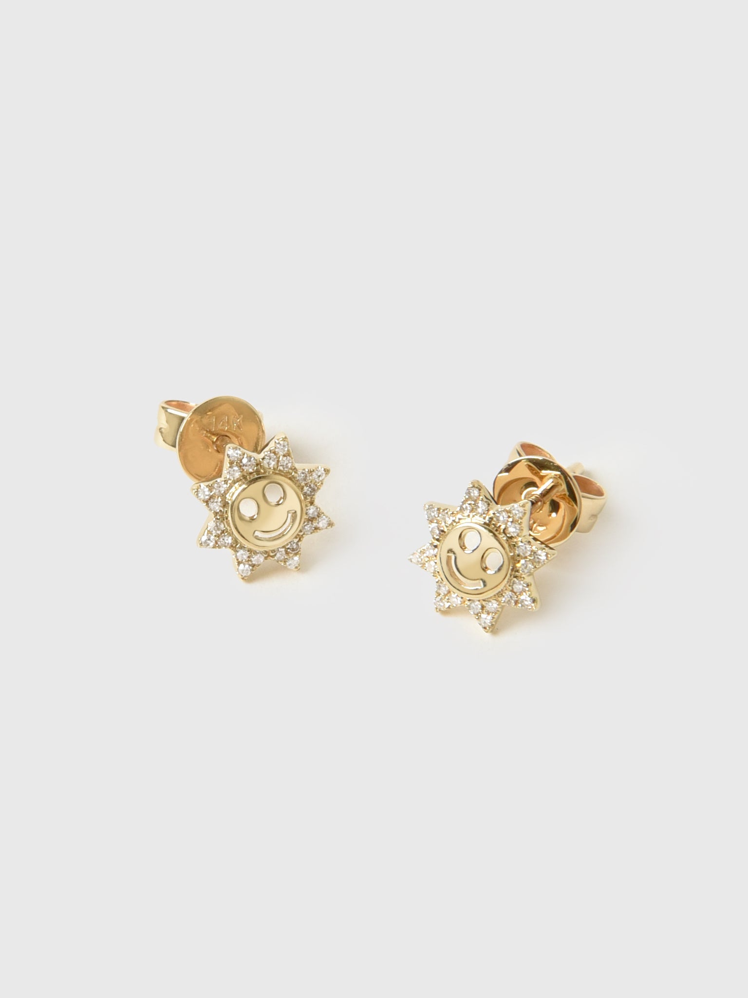 Francie B. Diamond Smiley Sun Stud Earrings - Saint Bernard