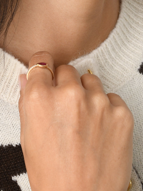 Francie B. Pear Ruby Ring