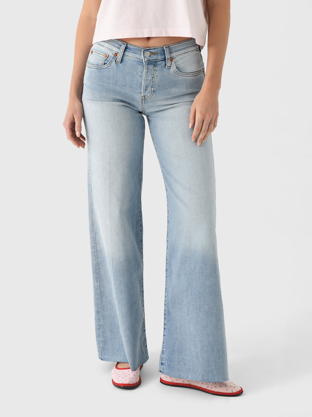 Re/Done Women's Mid Rise Palazzo Jean - Saint Bernard