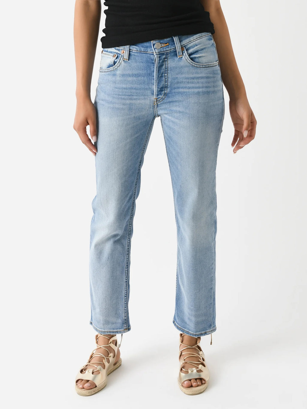 Re/Done Women's Mid Rise Stove Pipe Jean - Saint Bernard