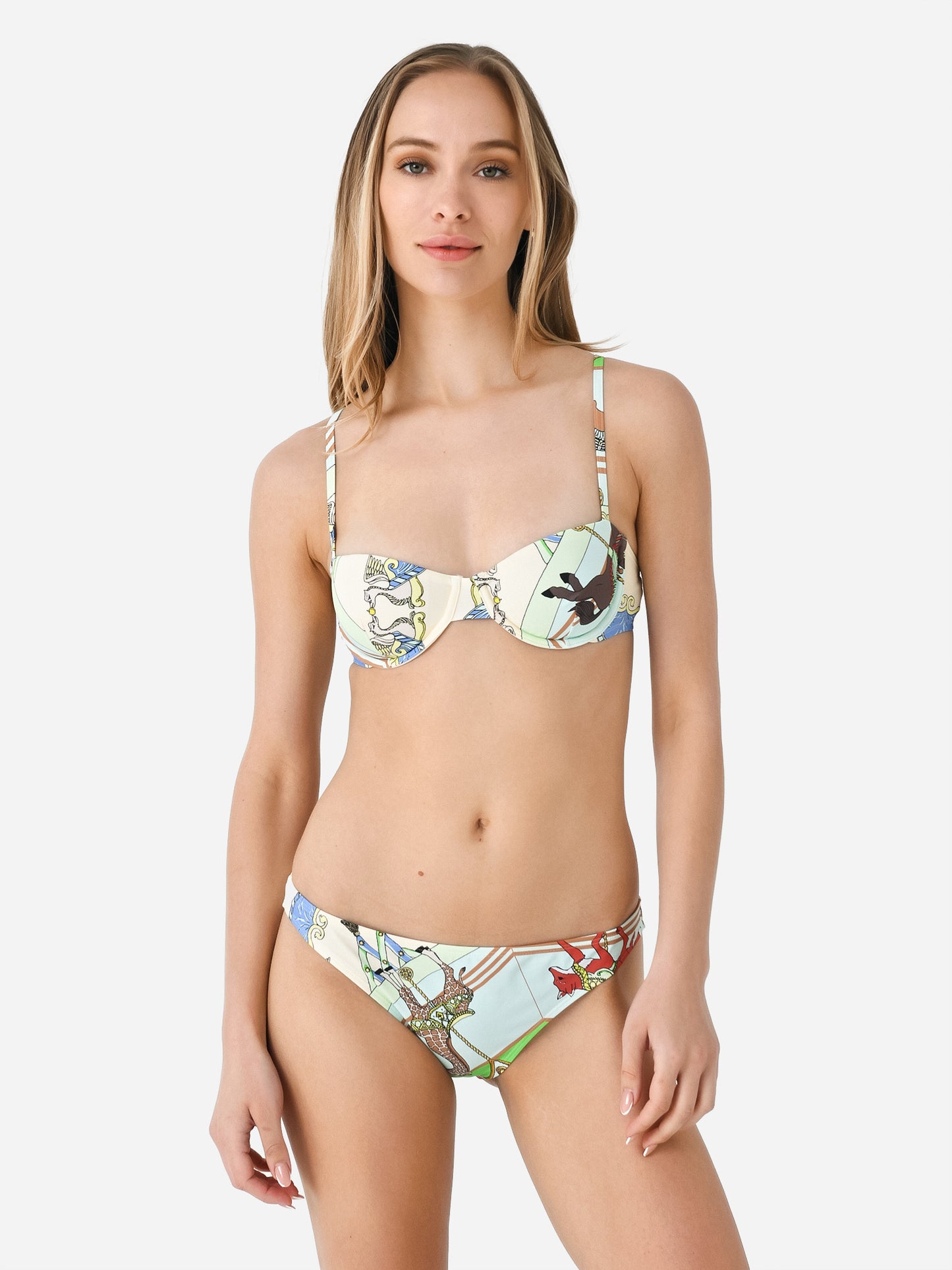 Tory Burch - monogram-print Bikini Top - Women - Nylon/Nylon/Spandex/Elastane/Spandex/Elastane - S - Purple