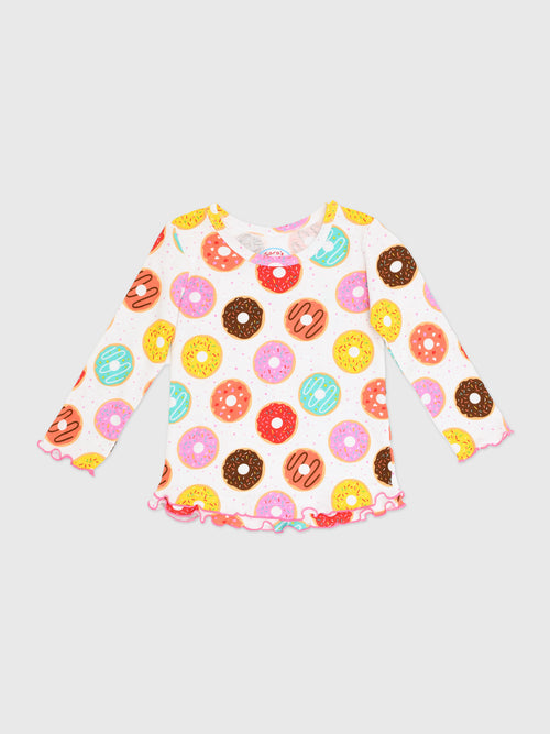 Sara's Prints Girls' Lettuce Trim Ruffle Pajama Set - Saint Bernard