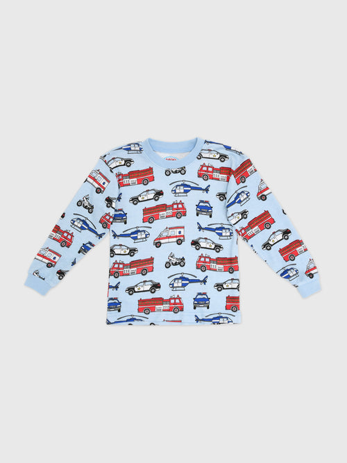 Sara's Prints Kids' Classic Loose Fitting Long John Style Pajama Set - Saint Bernard