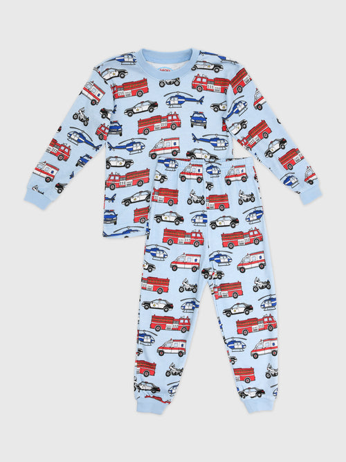 Sara's Prints Kids' Classic Loose Fitting Long John Style Pajama Set - Saint Bernard