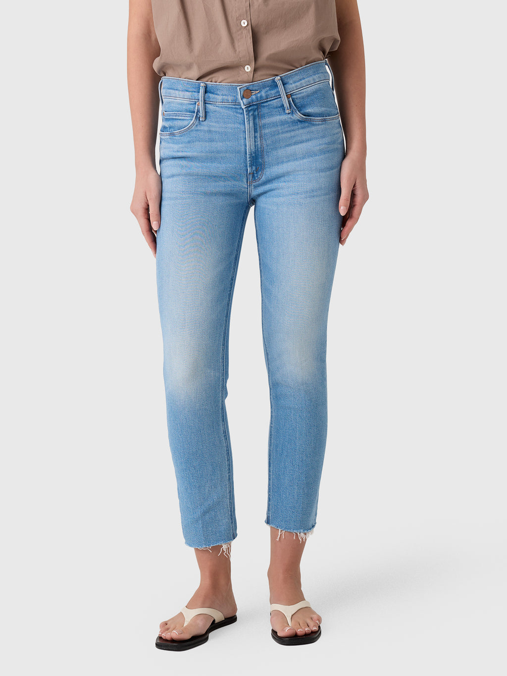 Mother Women's The Mid Rise Dazzler Crop Fray Jean - Saint Bernard