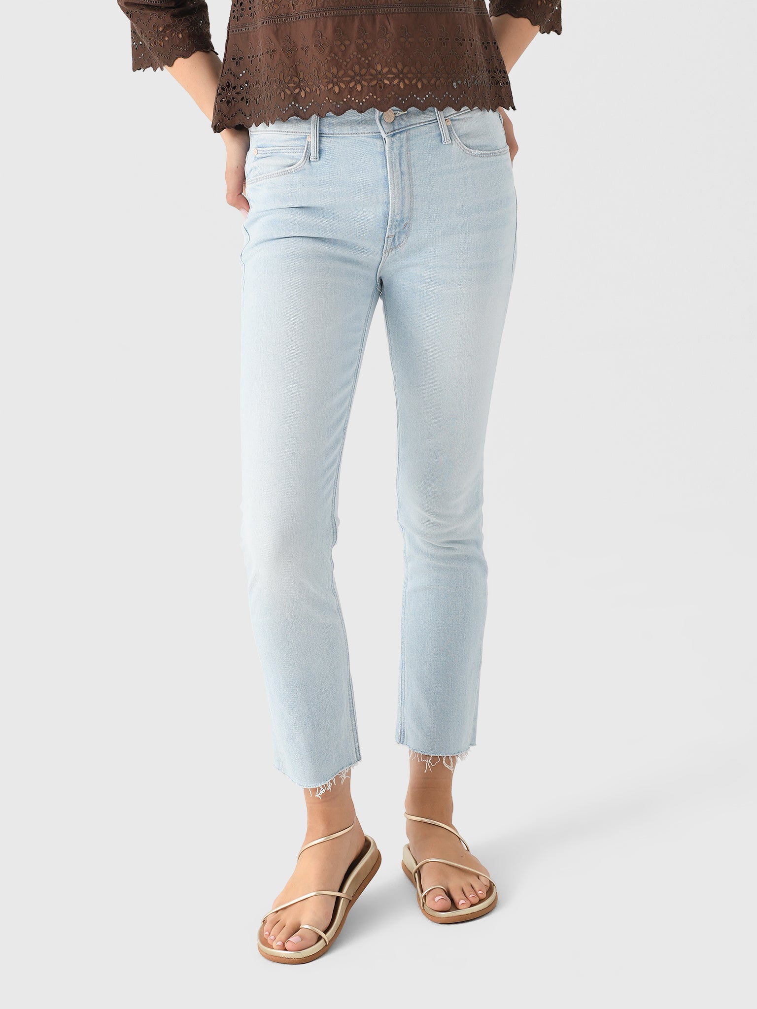 Mother Women's The Mid Rise Dazzler Crop Fray Jean - Saint Bernard