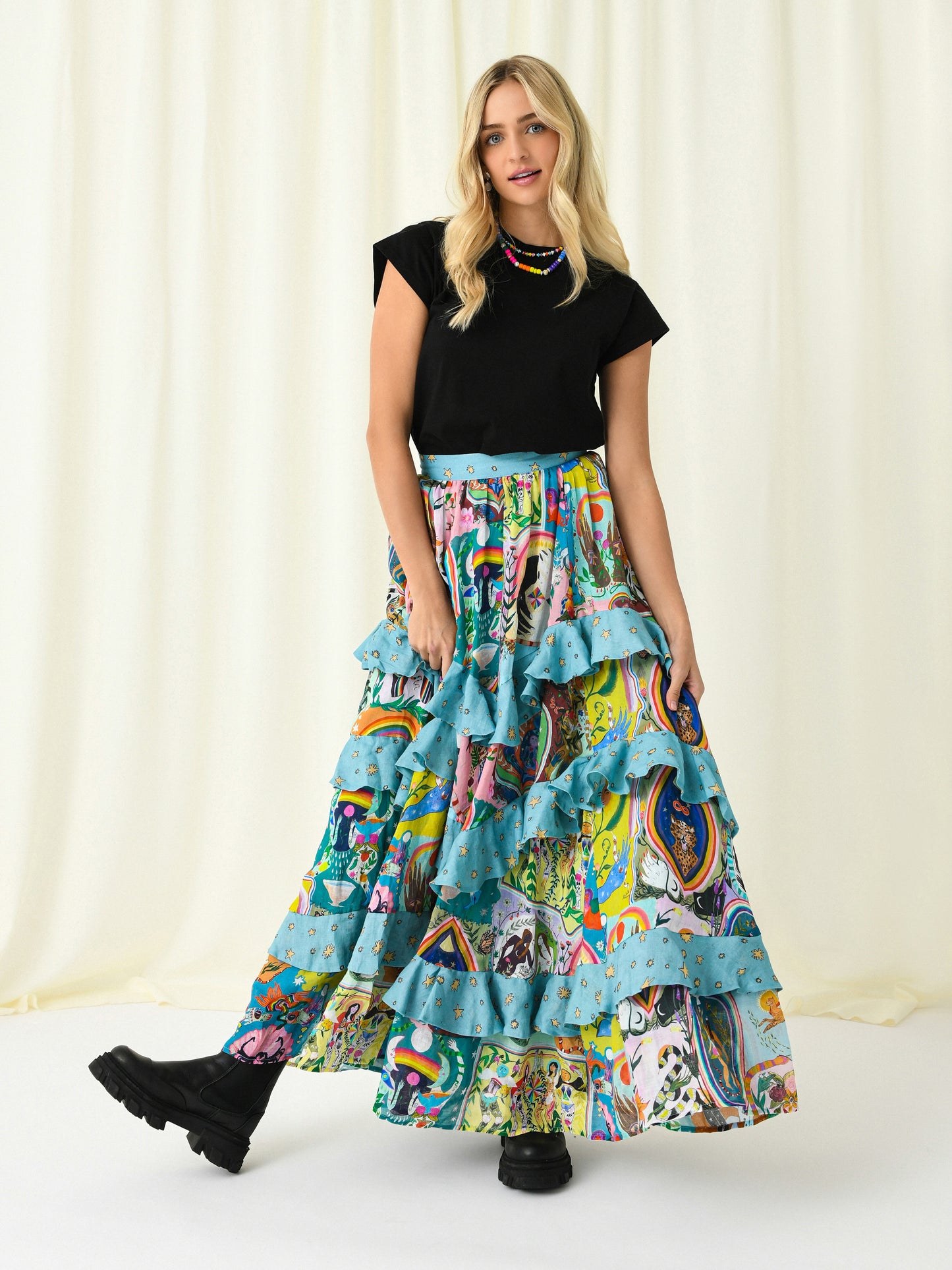 Alemais Women's Evergreen Tiered Ruffle Maxi Skirt - Saint Bernard