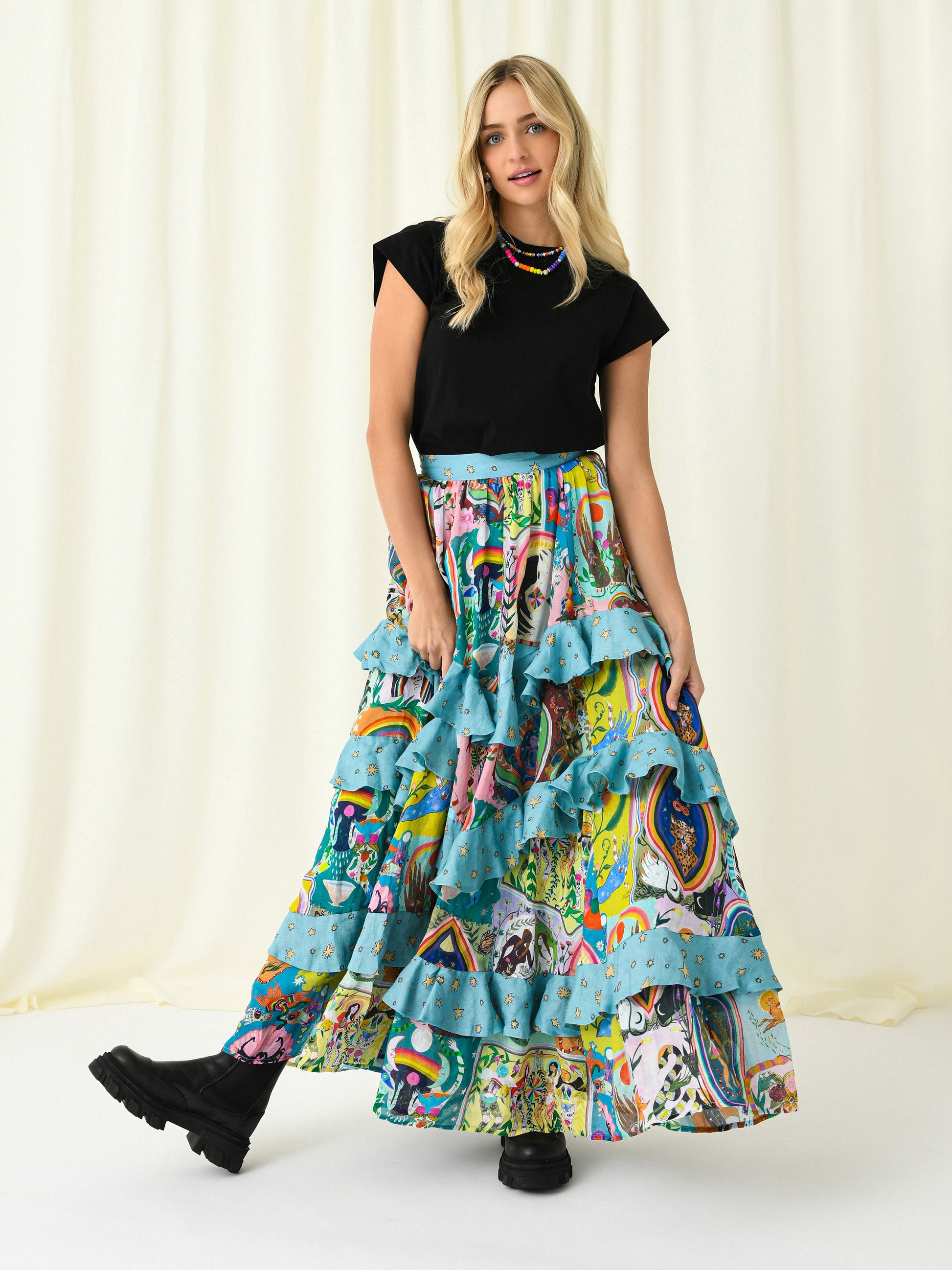 Alemais Women's Evergreen Tiered Ruffle Maxi Skirt - Saint Bernard