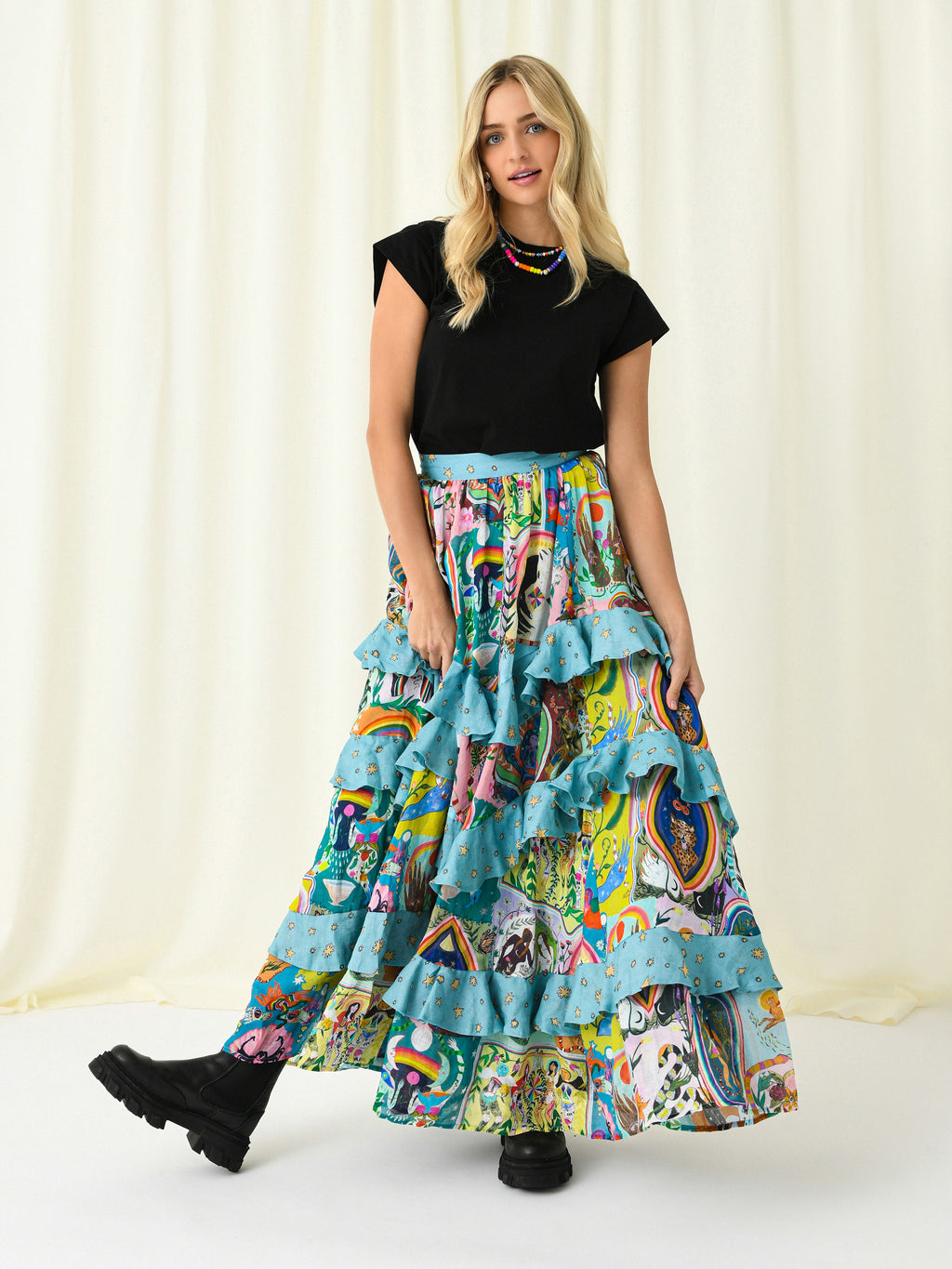 Alemais Women's Evergreen Tiered Ruffle Maxi Skirt - Saint Bernard