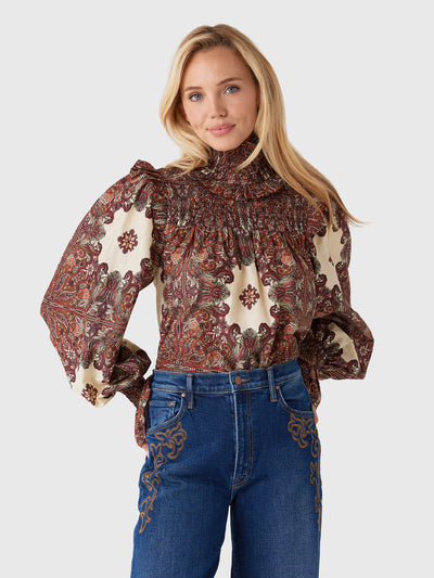CLEA Women's Paige Shirred Blouse - Saint Bernard
