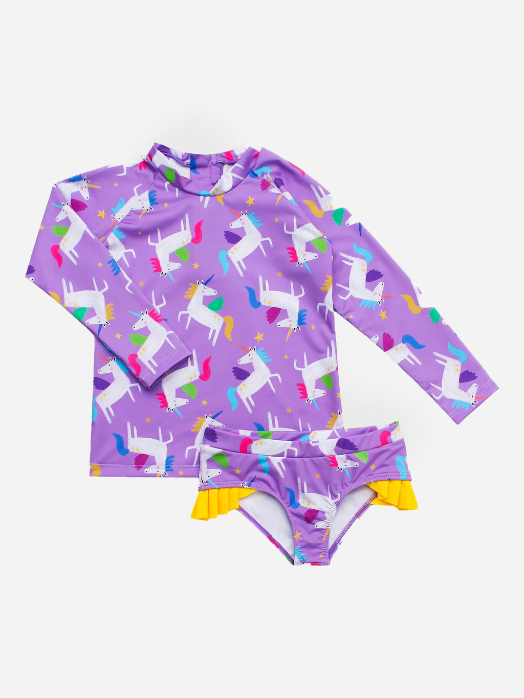 PEPITA&ME Girls' Unicorn Sunset Long-Sleeve Rash Guard Set - Saint Bernard
