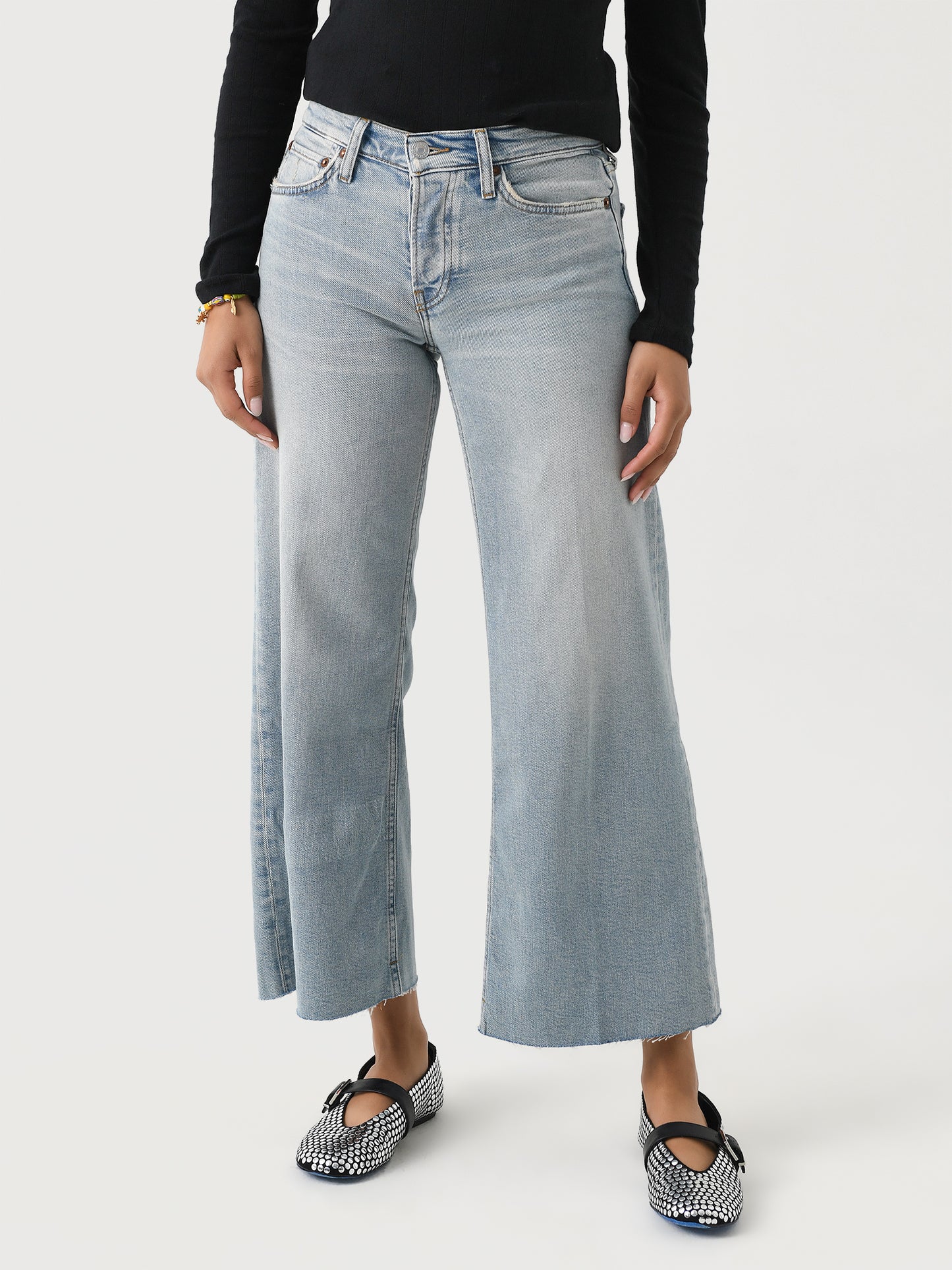 Re/Done Women's Mid Rise Wide Leg Crop Jean - Saint Bernard